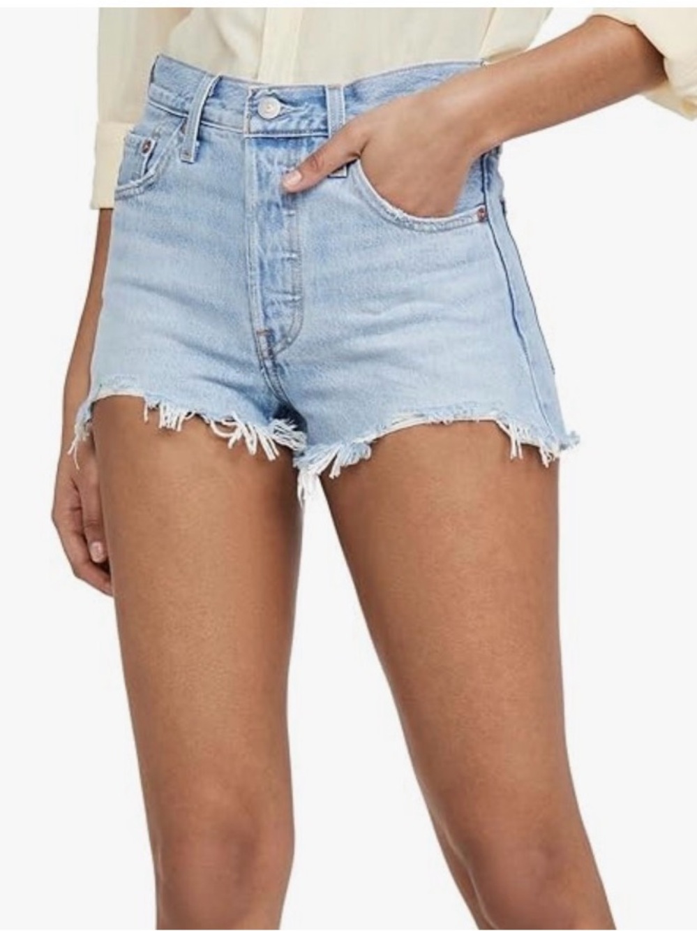 Levi’s Light Wash Frayed Hem Women's Denim High Rise Shorts